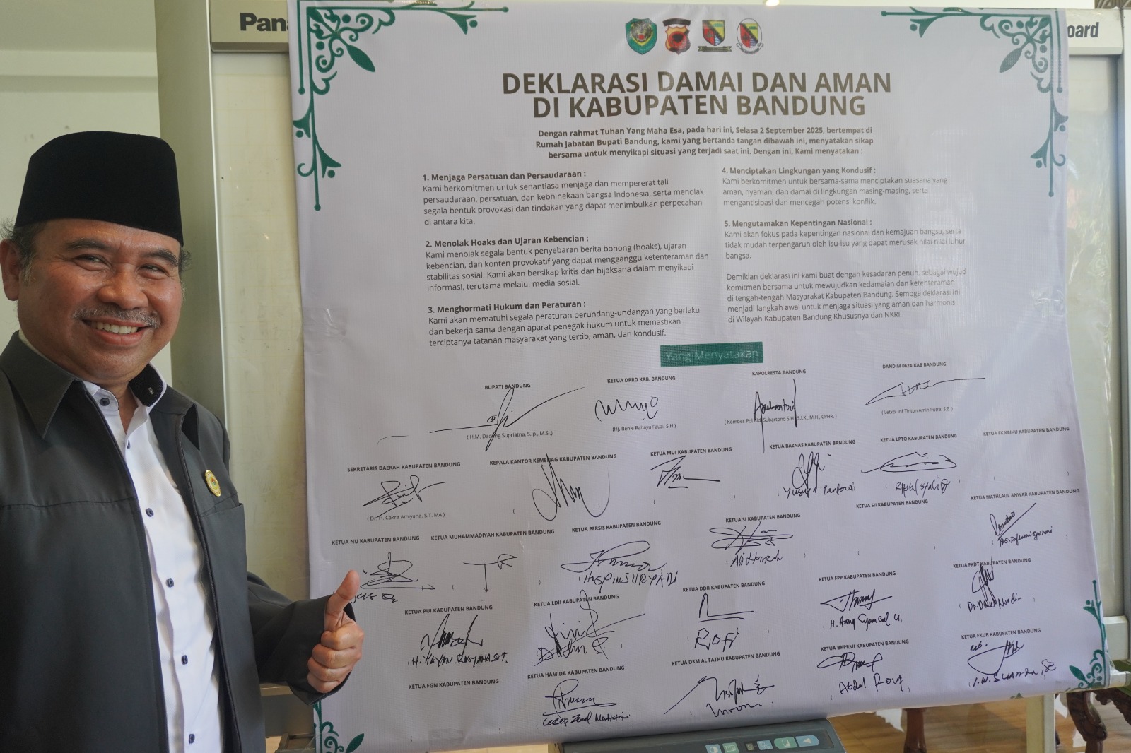 Bupati Bandung Ajak Ulama-Ormas Deklarasi Damai, Warga Diminta Bijak Bermedsos